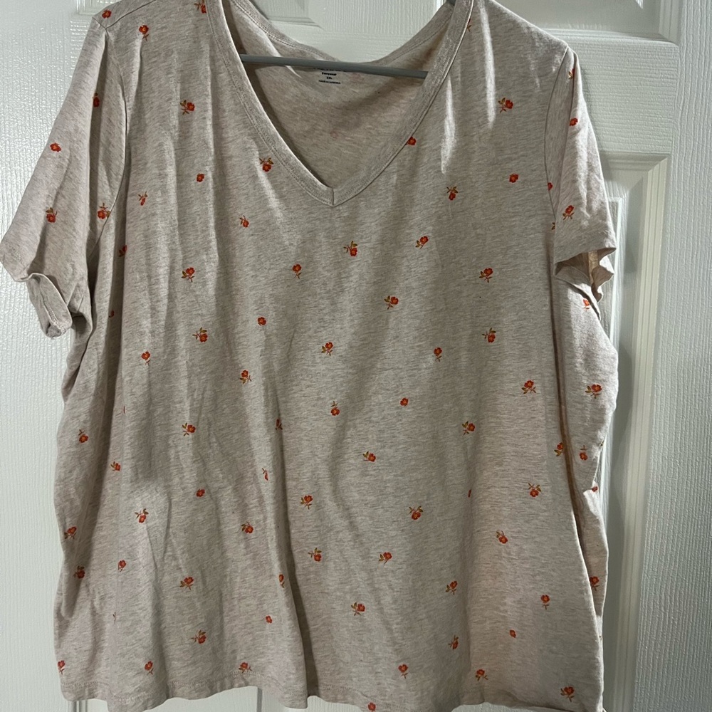 Old Navy Beige Floral Short Sleeve Top